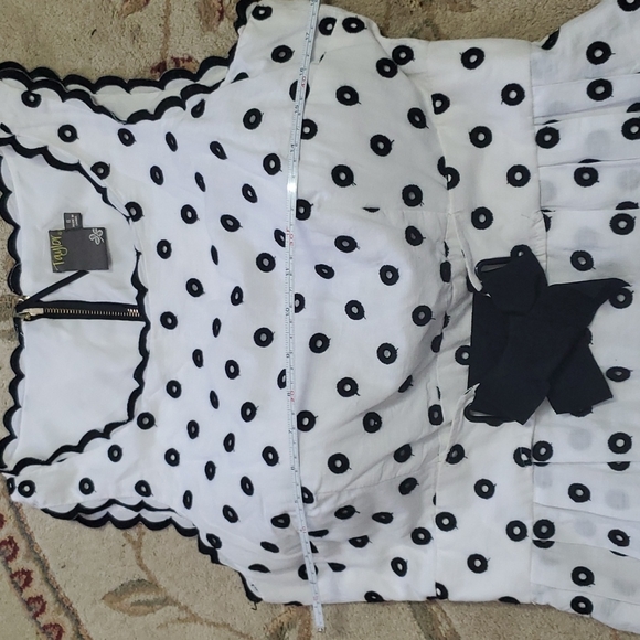 🗝 Taylor White/Black Cotton Spring Summer Dress vintage style - Picture 10 of 14